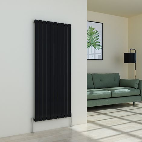 Warmehaus Flat Panel Black Radiator Vertical Single 1600x680mm