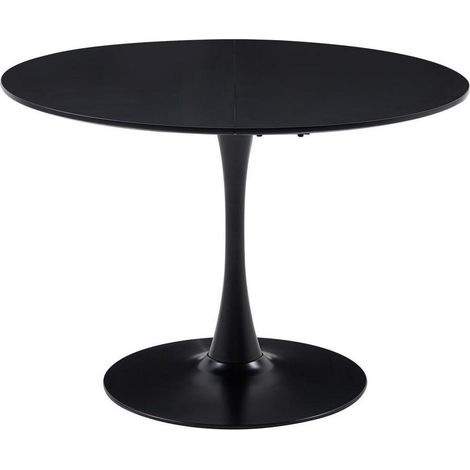 Runder Esstisch 110cm Schwarz, Moderner Küchentisch für 4-6 Personen (1/5)