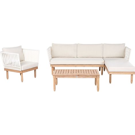 Set Lounge da Esterno Sinistro con Poltrona e Tavolino in Legno di Acacia Bianco Cremona (1/5)