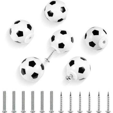 Lot de 6 Poignée Meuble Poignées de Porte De Football Poignées de Commode de Football Poignées de Tiroir pour Enfants Tiroirs D'armoire Enfants et Amateurs de Sport (1/5)