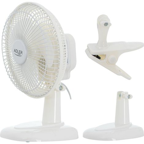 Ventilateur de table 15 cm – 30W – 2 vitesses – Clip et base – Réglage d'angle pour débit d'air vertical/horizontal – Adler (1/6)