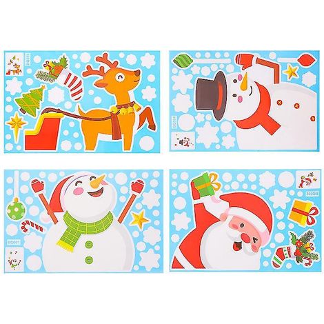 4 Blatt Weihnachts-PVC-Wandaufkleber