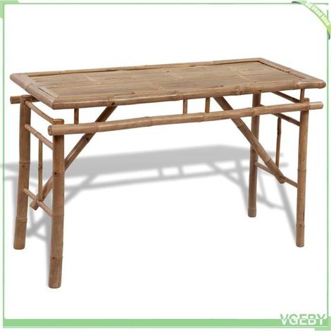 Table de brasserie avec 2 bancs - FAFEICY - 41502 - Bambou / pin massif - 100x50x70 cm - Fixable au mur (1/5)