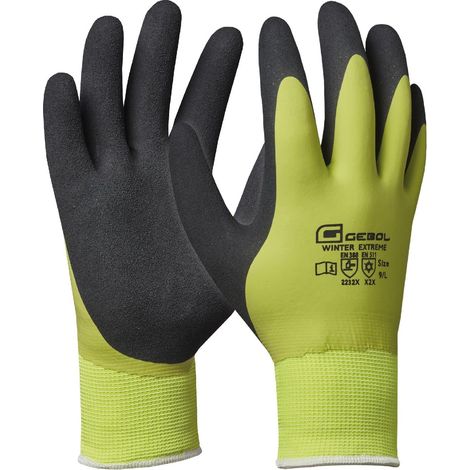 Gebol Guanti da lavoro invernali estremi impermeabili con funzione termica, guanti da uomo con lavorazione senza cuciture e alta sicurezza, taglia L, colore: verde/nero (1/4)