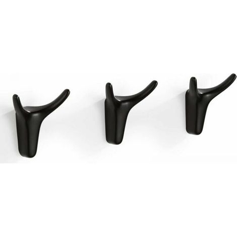 Black Wall Hooks, 3 Pieces Towel Hooks Adhesive Hooks, Horn Design Coat Hooks for Bathroom & Kitchen Decoration (1/5)