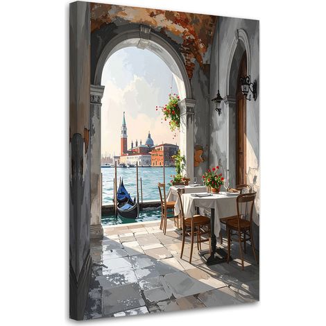 Wandbild Venedig Restaurant mit Blick auf die Stadt und den Kanal 20x30 (1/5)