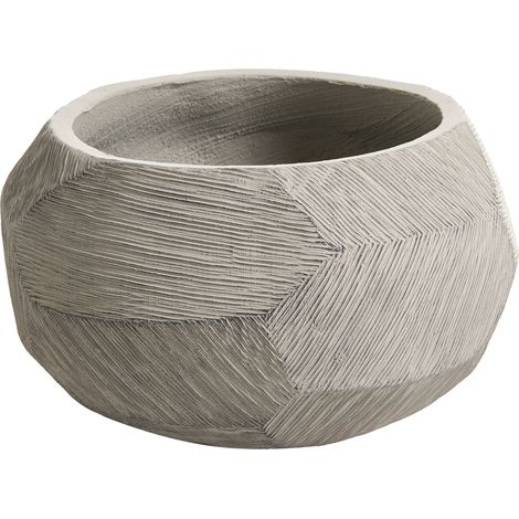 Maceta baja de cemento de jardín interior exterior 47 x 23 cm gris Rauris (1/5)