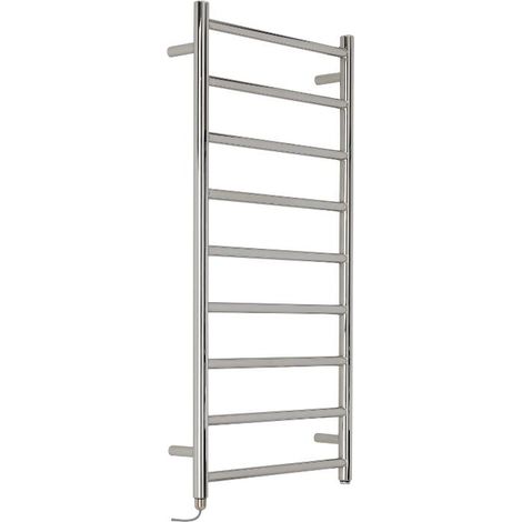 Hudson Reed – Sèche-serviettes électrique 100cm – Acier inoxydable 304 – 300W – 9 barres style échelle – IP67 pour pièces sans chauffage central