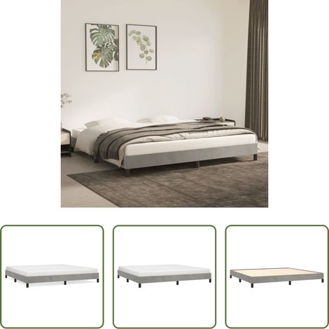 Samtbett - Bettgestell ohne Matratze Hellgrau 200x200 cm Samt (1/5)