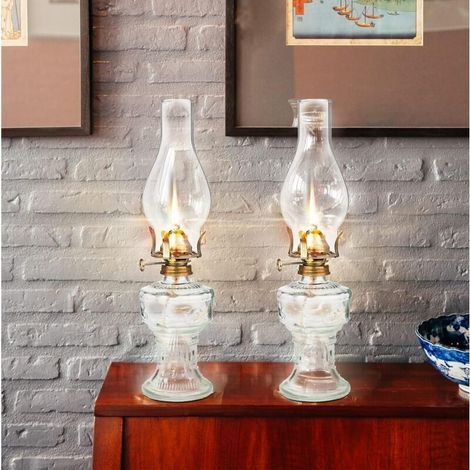 Lampada a olio in vetro da 32 cm, classica lampada a olio retrò in vetro, lampada decorativa per la casa, grande capacità (1/3)