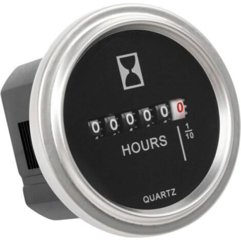 Compteur horaire mécanique, CC 6V à 80V, enregistre le nombre total d'heures de fonctionnement des tondeuses à gazon, des voiturettes de golf et autres appareils alimentés en courant continu.