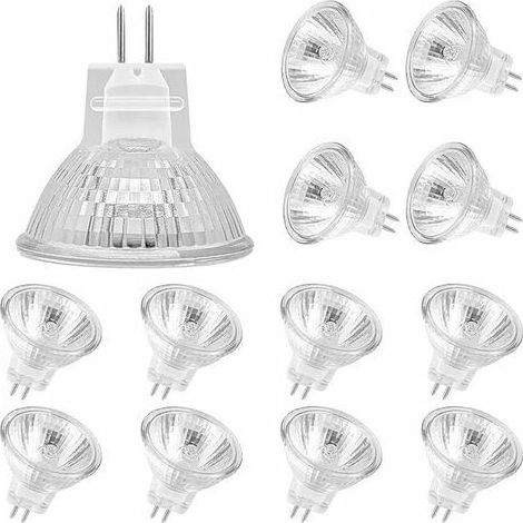 Ampoules Halogènes MR11(Pack de 12),Lampe Halogène GU4 12V 20W, Ampoule Mr11 GU4 Dimmable, 2 Broches Ampoule Halogene 2700K Blanc Chaud (1/5)