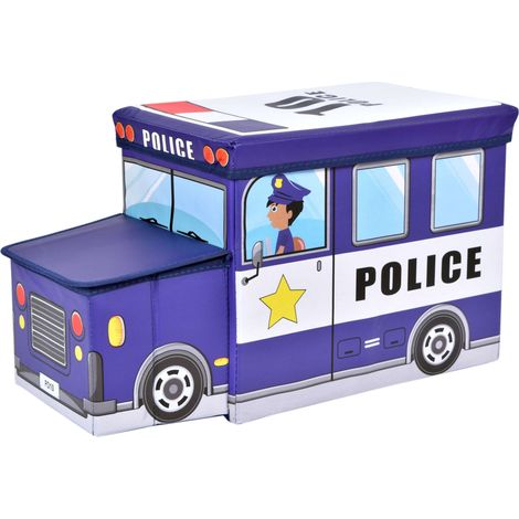 Caja de juguetes Coche de policía azul (1/5)