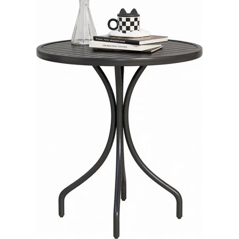 Tavolino bistro rotondo da esterno in acciaio zincato nero Ø 66 cm MODENUIT (1/5)