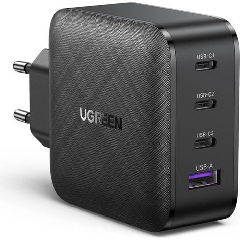 Caricabatterie rapido USB C a 4 porte da 65 W con tecnologia GaN compatibile con iPhone 16 Plus Pro Max 15 14 13 12 11 X Galaxy S24 Ultra Plus S23 S22 S21 Pixel iPad Pro Air Mini MacBook Pro Air M3 M2 (1/4)