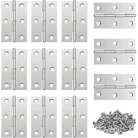 Charniere Porte Placard,Charniere Invisible,20 Pièces Charniere Inox,Charnière Plate 66x36 mm,Portes Charnières Polyvalentes Silver avec 120 Vis (1/5)