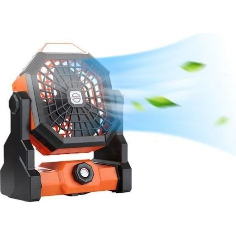Tischventilator mit 3-stufiger LED-Beleuchtung, USB-Anschluss, Schwenkbereich bis 270° verstellbar, für Zuhause, Camping und Büro (1/4)