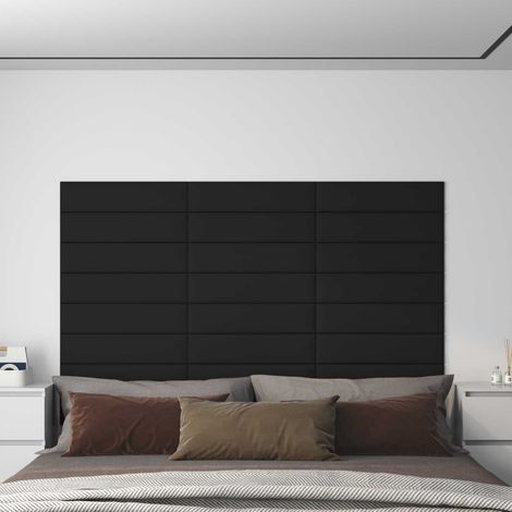 Wandkopfteilen 12 pcs Schwarz 60 x 15 cm Stoff