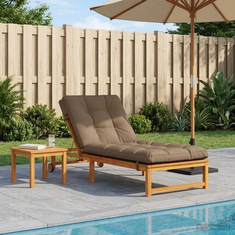 vidaXL Coussin de transat VIANEN 100 % polyester Taupe 200 x 70 x 8 cm (1/5)