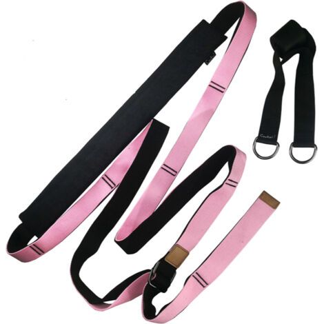 Sangle de yoga multifonctionnelle pour étirements, support pour flexion du dos, sangle d'étirement pour la taille, le dos et les jambes, idéale pour la danse et la gym (rose). (1/5)