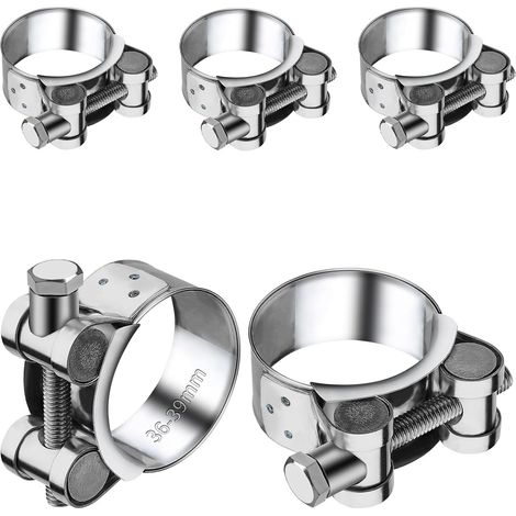 5 Pièces Collier Echappement 36-39 mm Collier de Serrage Inox Collier Echappement Moto pour Accessoires de Tuyaux D'échappement Tuyaux Gaines Ventilation (1/5)