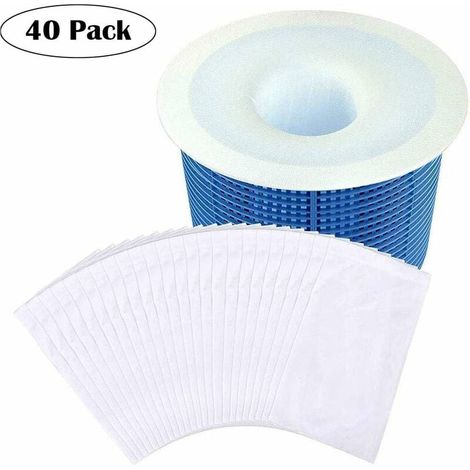 40er-Pack Poolsocken für Pools mit feinem Netz und Spa-Filter, wiederverwendbares ultrafeines Netz für eingebaute und oberirdische Pools
