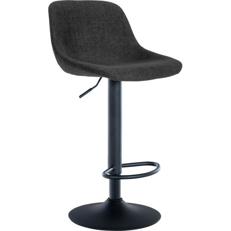 Tabouret de bar x1 rotation à 360°en tissu noir pieds en trompette métal noir 100005941