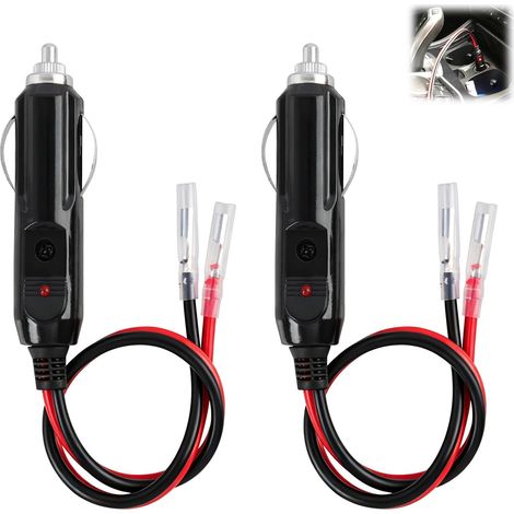 2 Pièces Adaptateur Allume-Cigare Câble 12V - 24V, Câble d'alimentation allume-cigare, avec Câble et Fusible 10A, Pour Voiture Camion prise à socket, Glacière électrique, Aspirateur (1/5)