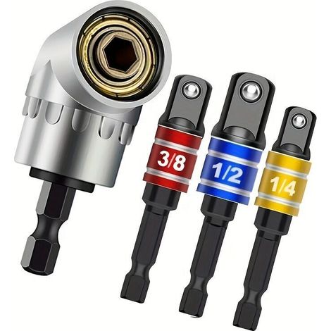 ALLIANDISLot De 4 Rallonges De Perceuse électrique Outils à Main électriques De Qualité Impact, Jeu D'extension D'adaptateur De Douilles De Pilote (1/5)