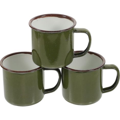 Set mit 3 wiederverwendbaren Emaillebechern für Kaffee und Tee. (1/4)