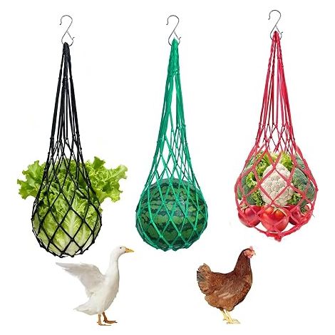 Hanging Chicken Netting with Hook, Poultry Feed Mesh Bag with Hook, Chicken Net Bag with Hook for Chicken Coop, Bird Cage, Picking Activity (1/5)
