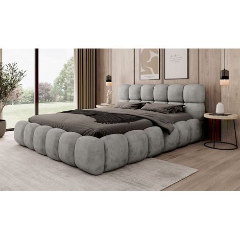 Polsterbett Bett AURELIA 180x200cm Komplettset in Stoff Aprodite Aschgrau (1/5)