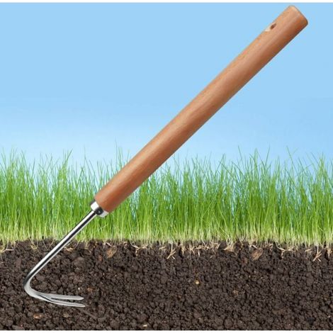 Unkrautstecher mit V-Haken, Unkrautstecher aus Edelstahl, manuelles Unkrautstecher mit Griff, 41 cm Garten-Handunkrautstecher für Garten, Rasen und Erde (1/5)