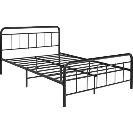 COSTWAY Marco de Cama Metálico, 160x200cm, Cama Doble con Cabecero y Piecero, 31,5cm de Altura, no Requiere Muelle de Colchón, Estructura de Cama (160x200cm) (1/5)