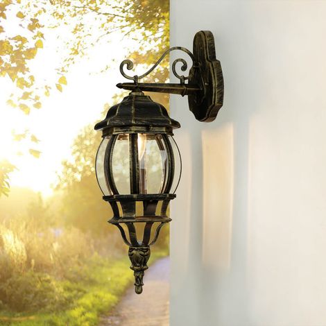Wand Außenleuchte BREST rustikal Gold Antik H:54cm (1/5)