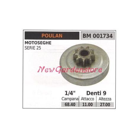 Ritzel POULAN Kettensägemotor SERIES 25 1/4' Zähne 9 001734