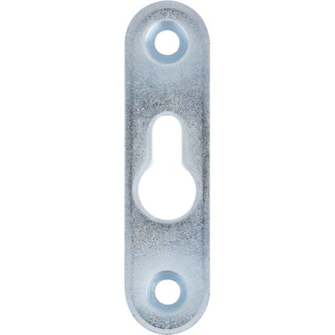 Linsen-Bettbeschlagplatte, 70 x 18 x 3 mm, 1 Schlüsselloch, Stahl verzinkt