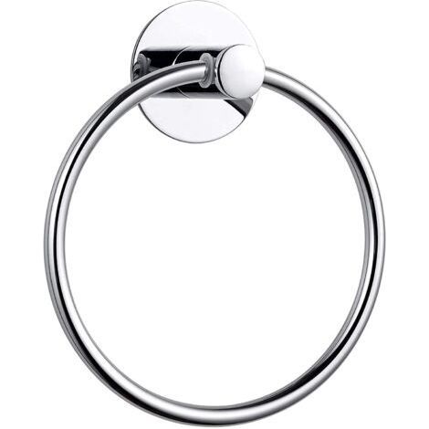 Punch-free round chrome towel ring stainless steel towel rack towel rack towel rack towel rack (1/4)