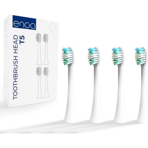 Têtes de Rechange Brosse à Dents Sonique – Poils Moyennement Durs Nylon DuPont, Blanc, Pack de 4 – tete brosse a dent (1/5)