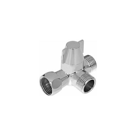 Inverseur à 3 voies Interrupteur à valve pour douchette, douchette et douche de tête bras de douche Inverseur à 3 voies en laiton massif, chrome poli (PV8)