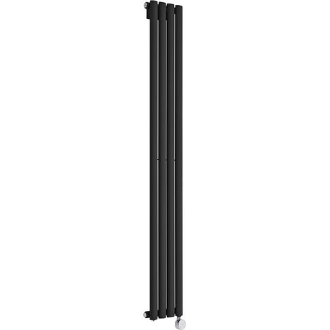 Hudson Reed – Radiateur électrique vertical 800W – Acier noir – Dimensions 160 x 23,6 cm – Design moderne pour installation sous fenêtre (1/5)