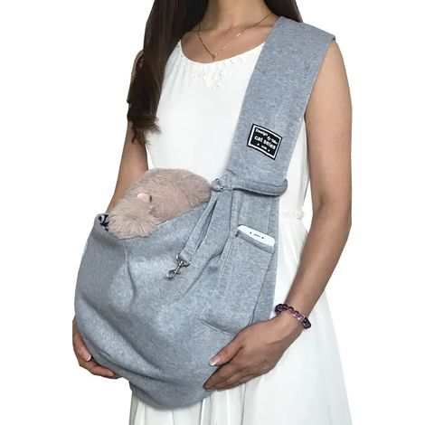 Sac à bandoulière en coton pour animaux de compagnie, sac à bandoulière pour chien, voyage en plein air, Portable, chat, chiot, fourre-tout confortable, fournitures de transport（gris） (1/4)