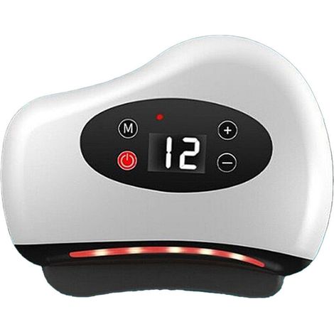 Gua Sha Electrique avec 12 Vitesses de Vibration, Chauffage et Température Constante - Appareil de Massage et Rouleau de Peau - Blanc (1/5)