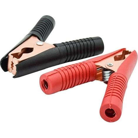 Parts 100A Batterie-Krokodilklemmen, Metall-Krokodilklemmen für Auto, LKW, Auto, Boot (90 mm, Schwarz + Rot)
