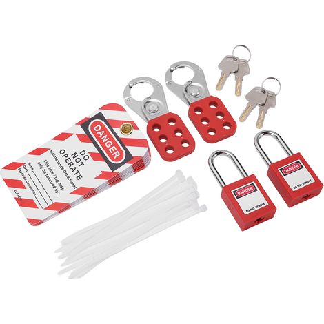 Kit de consignation/déconsignation électrique avec cadenas de sécurité, moraillons, étiquettes de consignation, clés et sac pour produits marqués. Équipement de sécurité. (1/5)