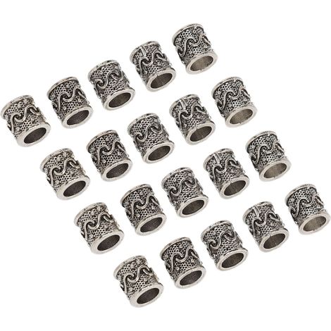 Lot de 20 perles en alliage pour barbe, style rétro, pour la création de dreadlocks, tresses, bracelets et colliers.