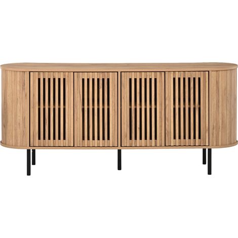 Buffet en MDF 160 x 40 x 70 cm, 4 portes ajourées et étagères réglables HOMVRA (1/5)