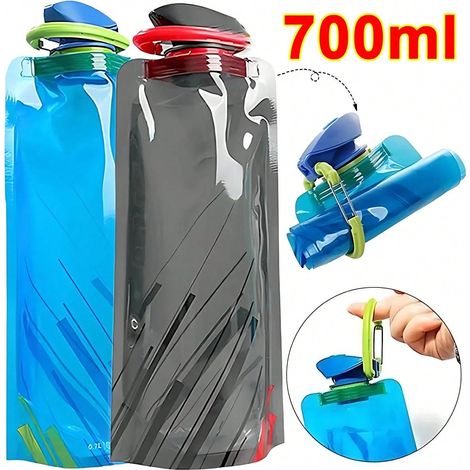 1 pièce Sac d'eau pliable, ultraléger et portable à bec de canard de 700 ML pour activité physique extérieure, cyclisme, grande capacité de stockage, noir - 1 pièce (1/4)