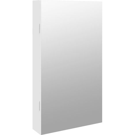 Armario joyero organizador dormitorio guardarropa baño con espejo e iluminación LED de pared blanca 020022809