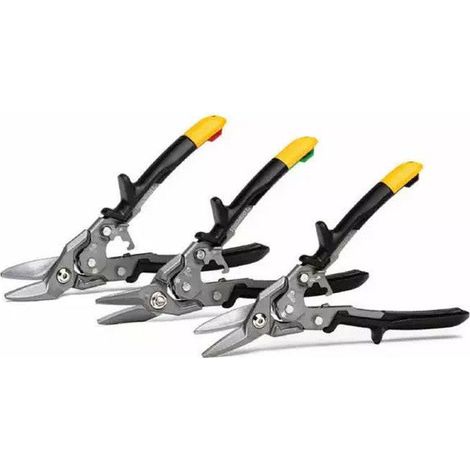 Toughbuilt – Cisaille à tôle 3 pcs – Lames forgées pour acier inoxydable jusqu'au calibre 22 – Coupe précise avec verrouillage à une main (1/2)